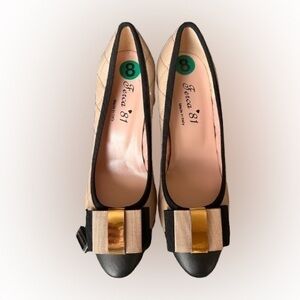 NWT FERCA 81, Women Leather Shoes, Tan and Cream, Size 8
